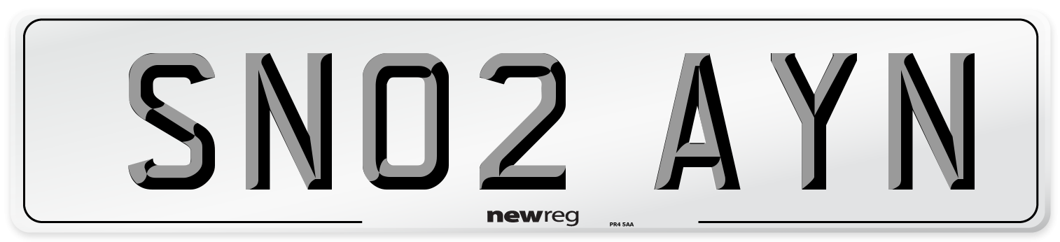 SN02 AYN Number Plate from New Reg